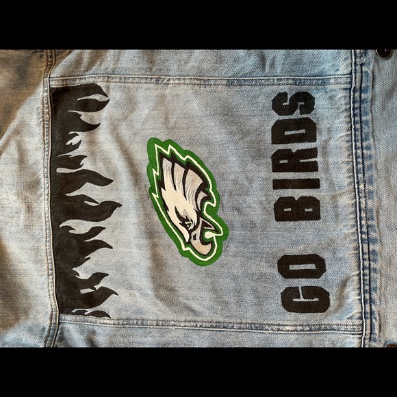 Repurposed Philadelphia Eagles Denim Jacket - Picture 6 of 13